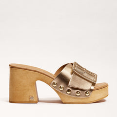 Sam Edelman Marcia Jute Leather Squared Open Toe Slip On Block Heeled Sandals