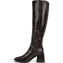 Sam Edelman Wade Espresso Stacked Block Heel Pointed Toe Knee High Fashion Boots