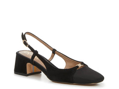 Sam Edelman Tarra Black Suede Almond Toe Block Heel Slingback Dress Sandals