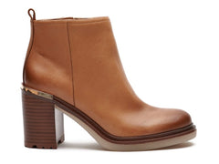 Vince Camuto Gorgan Light Cognac Tan Leather Block Heel Ankle Bootie Boots