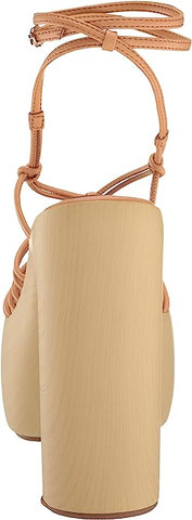 Sam Edelman Gia Natural Sand Platform Knotted Strappy Block Heeled Sandals