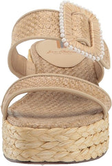 Sam Edelman Chase Eggshell Open Toe Slip On Wedge Heeled Strappy Sandals