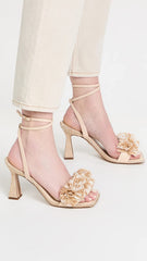 Sam Edelman Clare Sand Leather Ankle Strap Squared Toe Block Heeled Sandals