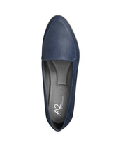Aerosoles Clever Blue Low Wedge and Platform Round Toe Slip On Loafer