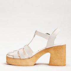 Sam Edelman Margritte White Multi Straps Buckle Ankle Block Heel Platform Sandal