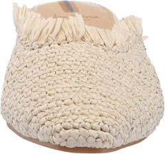 Sam Edelman Reeta Off-white Squared Toe Fringe Detailed Slip On Flats Shoes