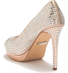 Lauren Lorraine Candie 12 Rhinestone Peep Toe Platform Wedding Prom Dress Pumps