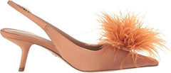 Sam Edelman Bianka Warm Blush Feather Slingback Kitten Heel Pointed Toe Pumps