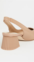 Sam Edelman Toren Maple Nude Leather Squared Toe Slip On Slingback Dress Pumps