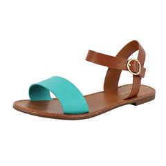 Breckelles Womens Ankle Strap One Band Comfort Flat Buckle Flats-Sandals