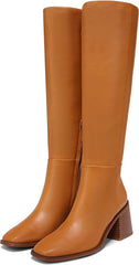Sam Edelman Wade Stacked Heel Squared Toe Wide Calf Knee High Fashion Boots