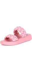 Steve Madden Hillary Pink Slip On Rounded Open Toe Platform Braided Sandal