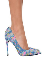 Shoe Republic La Mellon Denim Pointy Toe Pumps Blue
