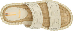 Sam Edelman Tatum Modern Ivory Open Toe Double Strap Slip On Flat Slides Sandals