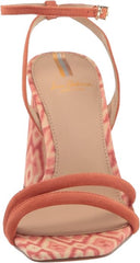 Sam Edelman Kia Terracotta Pink Squared Open Toe Ankle Strap Block Heeled Sandals