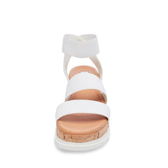 Steve Madden Bandi White Cork-Wrapped Textile Ankle Strap Platform Wedge Sandal