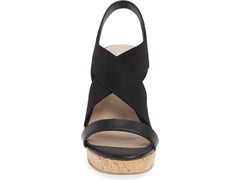 Charles David LUPITA Wedge Sandal Platform Black Elastic Cork Open Toe Sandals