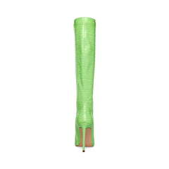 Steve Madden Idina Green Crocodile Stiletto Knee High Heel Pointed Toe Boots