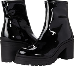 Steve Madden Cantor Black Patent Pull On Rounded Closed Toe Combat Boots