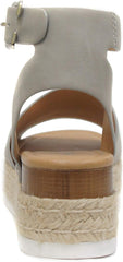 Soda Topic Dove Grey Espadrilles Ankle Strap Studded Open Toe Wedge Heel Sandals