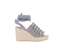 Cecelia New York Serena Off Denim Faded Jeans Espadrille Wedge Platform Sandals