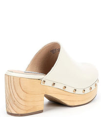 Steve Madden Brooklyn-1 Bone Leather Fashion Embellished Platform Rhinestones Clogs