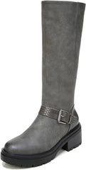 Naturalizer Adler Dark Taupe Fashion Zipper Rounded Toe Knee Riding Boots 6