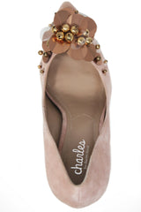 Charles David Preston BLUSH Nude Suede Pointed Toe Stiletto Pump