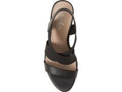 Charles David LUPITA Wedge Sandal Platform Black Elastic Cork Open Toe Sandals