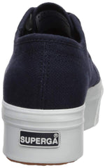 Superga 2790 Low-Top Sneakers Navy Blue White Platform Wedge Lace Up Sneaker
