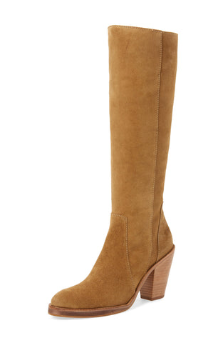 Lust For Life Jordan Boot Tan Suede Chunky Heel Knee High Black Heel Boots