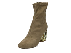 Cape Robbin Bacon Chic Unique Architectural Block Metal Heel Ankle Bootie (8.5)