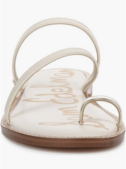 Sam Edelman Harlyn Jute/Ivory Strappy Toe Ring Slip On Flat Slides Sandals