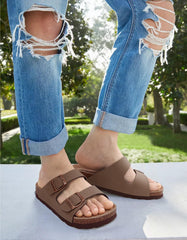 Unisex Cork Footbed Slides Arch Support Adjustable Buckle Summer Sandals 9