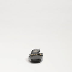 Sam Edelman Ollie Black Leather Squared Toe Slip On Block Heeled Mules Clogs