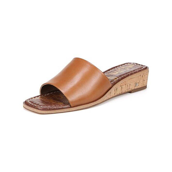 Sam Edelman Valery Saddle Cushioned Square Toe Slip On Leather Slide Sandals