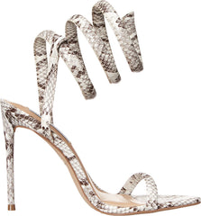 Steve Madden Bali Black/White Snake Stiletto Heel Ankle Strap Heeled Sandals