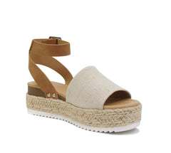 Soda Topic Open Toe Buckle Ankle Strap Espadrilles Flatform Wedge Casual Sandals