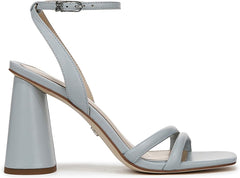Sam Edelman Kia Cape Blue Squared Open Toe Ankle Strap Block Heeled Sandals