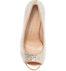 Lauren Lorraine Candie 12 Rhinestone Peep Toe Platform Wedding Prom Dress Pumps