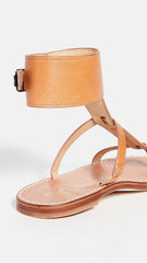 Sam Edelman Mollie Natural Thong Strap Wide Buckle-Embellished Cuff Flat Sandals