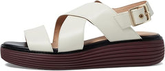 Cole Haan Originalgrand Platform Ivory/Bloodstone Ankle Strap Wedge Heel Sandals
