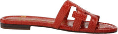 Sam Edelman Bay Terra Orange Slide Open-Toe Slip-On Leather Flat Sandals