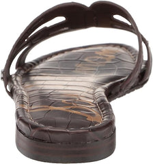 Sam Edelman Bay Dark Mahogany Slide Mule Open-Toe Slip-On Leather Flats Sandals