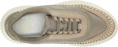 Dolce Vita Dolen Dk Taupe Nylon Lace Up Platform Low Top Wedge Fashion Sneakers