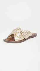 Sam Edelman Garson Molten Gold Cushioned Footbed Stylish Comfort Flat Sandals