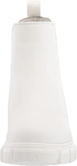 Steve Madden Howler White Pull On Block Heel Platform Fashion Ankle Boots