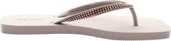 Nine West FLIPS8 White Rhinestones Slip On Flat Flip Flops Thong Beachy Sandals