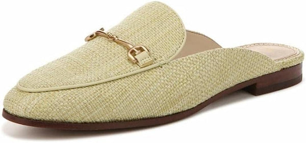 Sam Edelman Linnie Pistachio Chain Embellished Slip On Almond Toe Flat Mules
