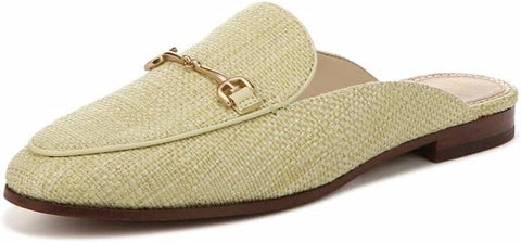 Sam Edelman Linnie Pistachio Chain Embellished Slip On Almond Toe Flat Mules